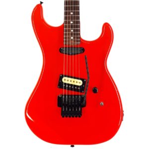 Kramer JK1000 Japan 1986 MARCA: Kramer  MODELO:  Neptune Era By ESP for JP market REFERENCIA: Kramer JK1000 Japan 1986 NUMERO DE SERIE: 60516 AÑO: Circa 1986 COLOR: Rojo ORIENTACIÓN: Diestros CUERDAS: 010 PALA: Banana styled CUERPO: Arce MÁSTIL: Arce DIAPASÓN: Palosanto GOLPEADOR: No INLAYS: Wh dots TRASTES: Medium Jumbo PUENTE:  Floyd Rose PASTILLAS:  Angled Humbucker x 1 + Single coil  ELECTRONICA:   1 volumen HARDWARE: Negro PAIS DE ORIGEN: Japan