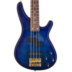 Yamaha Motion Bass MB50 MARCA: Yamaha MODELO:  Motion Bass REFERENCIA: Yamaha Motion Bass MB50 NUMERO DE SERIE: MK10235 AÑO: Late 80s -90ss COLOR: Azul ORIENTACIÓN: Diestros CUERDAS: 45-105 PALA: Std CUERPO: Tilo MÁSTIL: Arce DIAPASÓN: Palosanto GOLPEADOR: No HARDWARE: Dorado INLAYS: WH dots PUENTE:  Std PASTILLAS: Yamaha PJ split + Yamaha Single coil ELECTRONICA: Activo PAIS DE ORIGEN: Taiwan
